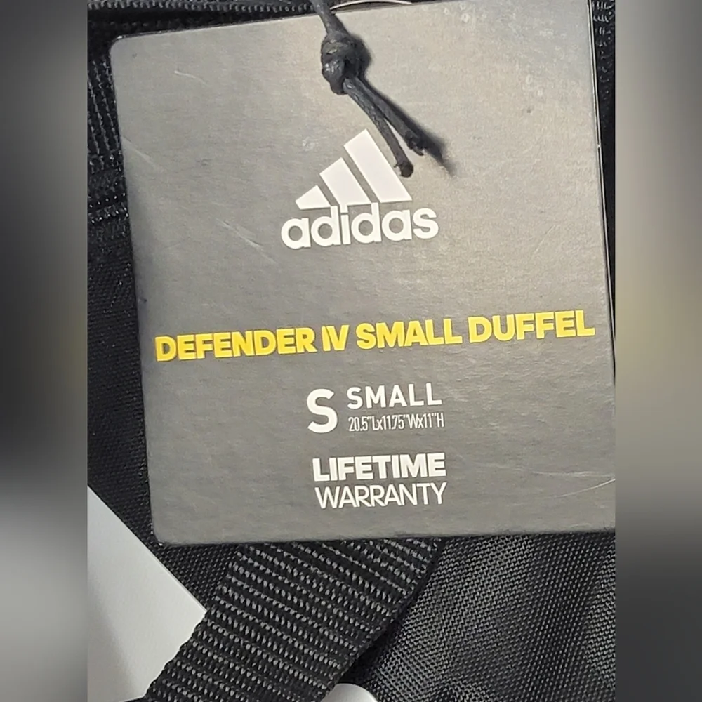 Adidas Defender IV Small Unisex Duffel Bag Black With White Logo New